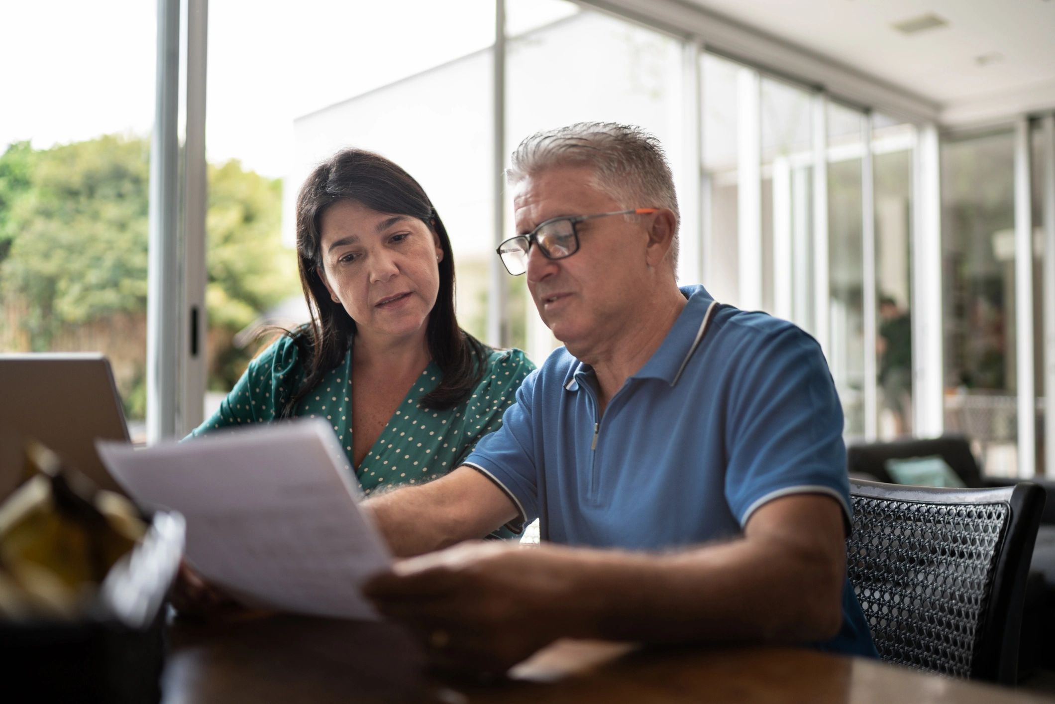 Couple reviewing finances together